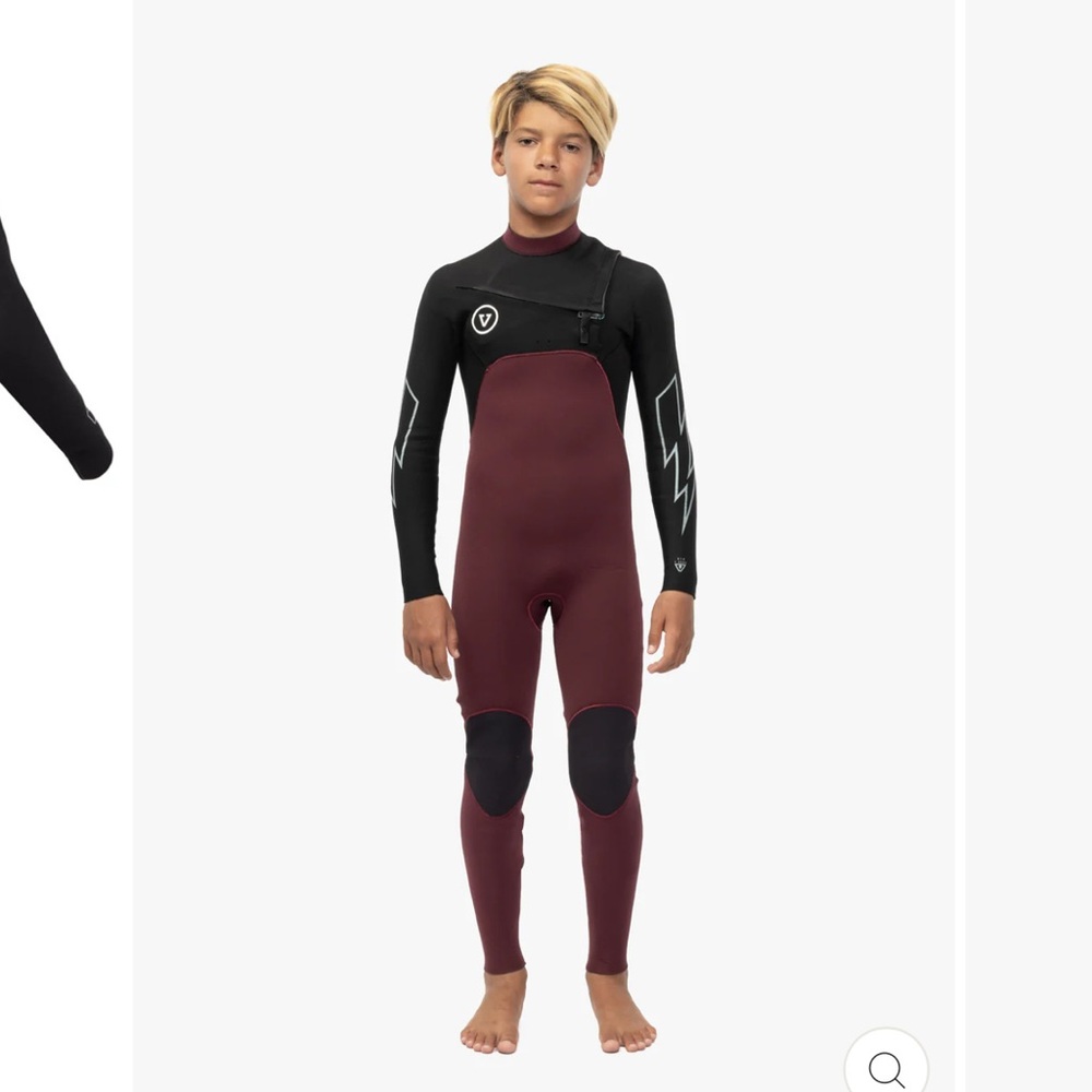 VISSLA 7 Seas Boys Wetsuit in Black and Burgundy 4/3 youth 14